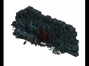 trapped dragon cave - door wall 01 3D Model