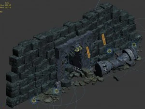 trapped dragon cave - door wall 01 3D Model