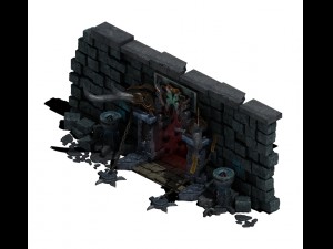 trapped dragon cave - door wall 02 Modello 3D