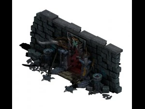 caverna do dragão preso - parede da porta 02 Modelo 3D