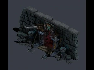 trapped dragon cave - door wall 02 3D Model
