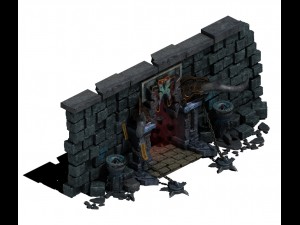 trapped dragon cave - door wall 02 Modèle 3D