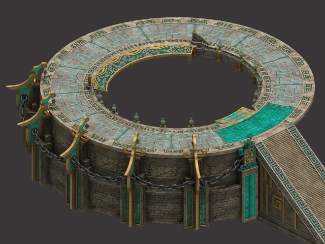 staircase round platform - temple hall 3D Модель .c4d .max .obj .3ds .fbx .stl .blend 