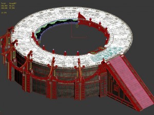 staircase round platform - temple hall 3D Модель
