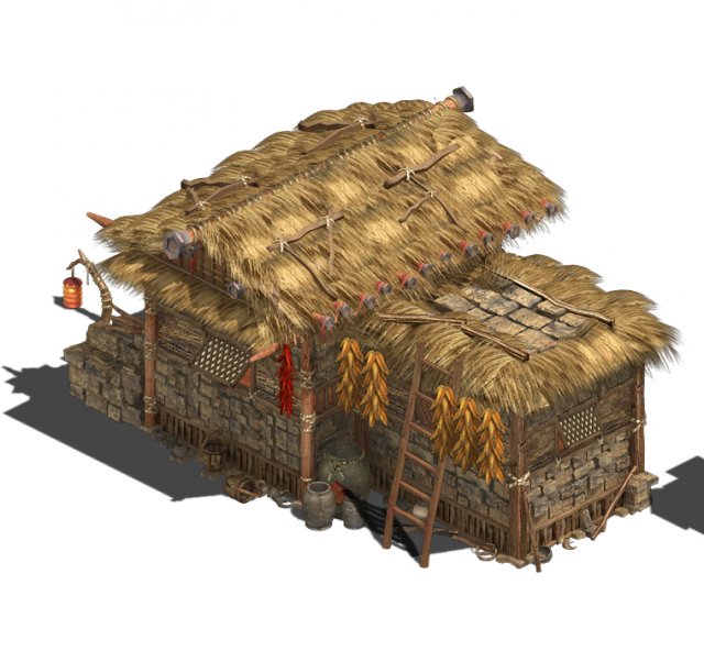 folk building - thatched cottage 3D-Modell .c4d .max .obj .3ds .fbx .stl .blend 