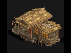 folk building - thatched cottage 3D Model