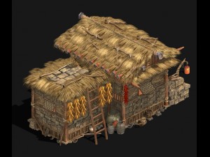 folk building - thatched cottage 3D-Modell