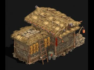 folk building - thatched cottage 3D Model