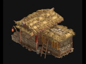 folk building - thatched cottage 3D Model