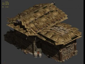folk building - thatched cottage 3D Model