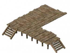 wooden board - corridor stairs 03 Modelo 3D