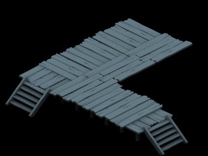 wooden board - corridor stairs 03 3D 模型