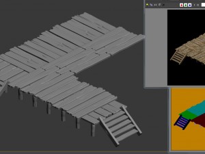 wooden board - corridor stairs 03 3D 模型