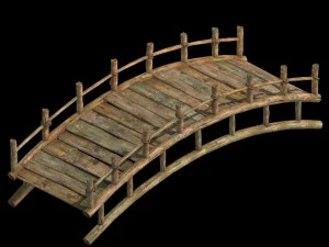 wooden buildings - wooden bridge 032 3D Model