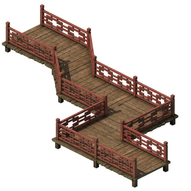 wooden bridge - nine bridge 3D 모델 .c4d .max .obj .3ds .fbx .stl .blend 