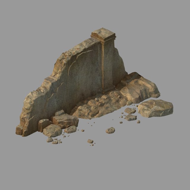 damaged mud wall 01 Model 3D .c4d .max .obj .3ds .fbx .stl .blend 