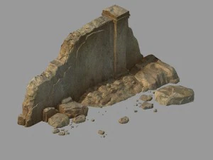 damaged mud wall 01 3D Model