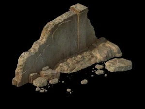 damaged mud wall 01 3D Model