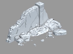 damaged mud wall 01 Model 3D