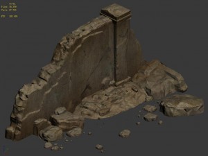 damaged mud wall 01 Model 3D