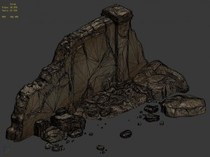 damaged mud wall 01 Model 3D