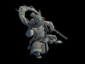 portrait - valkyrie stone carving Model 3D