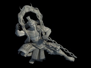 portrait - valkyrie stone carving Model 3D