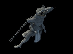 portrait - valkyrie stone carving Model 3D