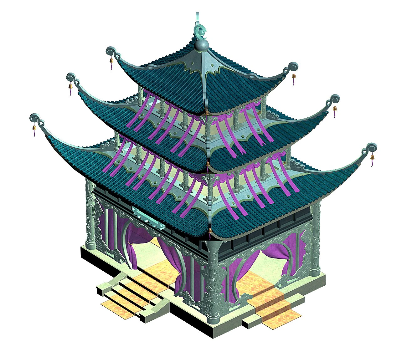 riyue island - palace 3D Model .c4d .max .obj .3ds .fbx .stl .blend 