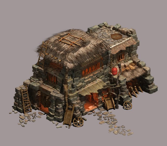 desert - straw house Model 3D .c4d .max .obj .3ds .fbx .stl .blend 