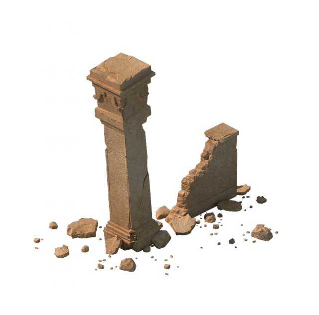 desert ancient battlefield - broken wall pillar 01 Model 3D .c4d .max .obj .3ds .fbx .stl .blend 