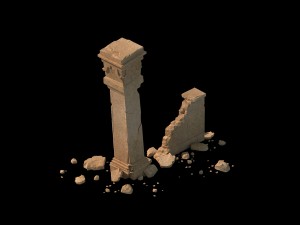 desert ancient battlefield - broken wall pillar 01 Model 3D
