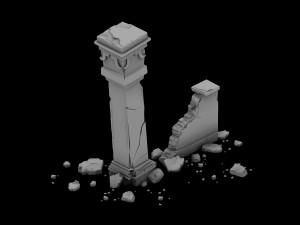 desert ancient battlefield - broken wall pillar 01 Model 3D