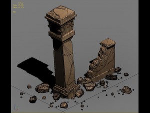 desert ancient battlefield - broken wall pillar 01 Model 3D