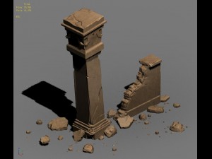 desert ancient battlefield - broken wall pillar 01 Model 3D