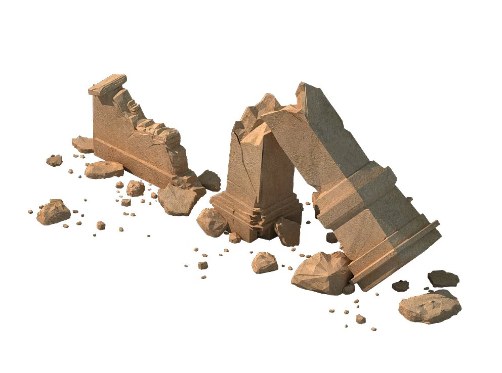 desert ancient battlefield - broken wall pillar 02 3D Model .c4d .max .obj .3ds .fbx .stl .blend 