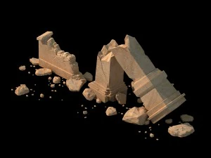 desert ancient battlefield - broken wall pillar 02 3D Model