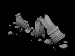 desert ancient battlefield - broken wall pillar 02 3D Model