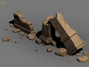 desert ancient battlefield - broken wall pillar 02 3D Model