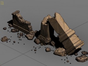desert ancient battlefield - broken wall pillar 02 3D Модель