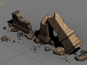 desert ancient battlefield - broken wall pillar 02 3D Model