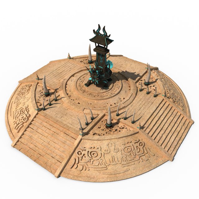 desert ancient battlefield - round altar 03 3D Model .c4d .max .obj .3ds .fbx .stl .blend 