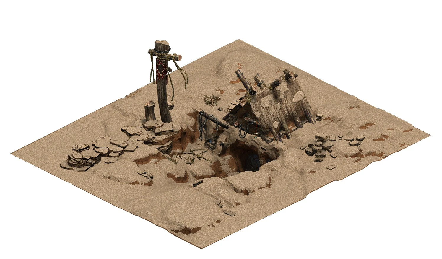 desert - monster lair 001 3D Model .c4d .max .obj .3ds .fbx .stl .blend 