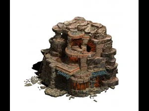 пустеля - кам'яний будинок 01 3D Модель