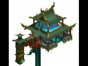 寺院 - テーマの建物 3Dモデル