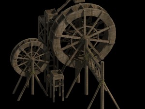 countryside riverside building - waterwheel 01 3D मॉडल