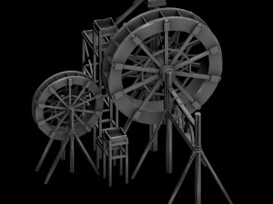countryside riverside building - waterwheel 01 3D मॉडल