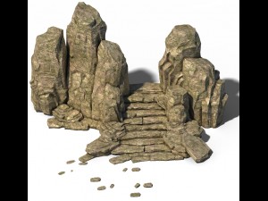 wild - steppe staircase stones 02 3D Model