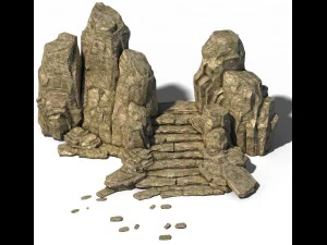 wild - steppe staircase stones 02 3D Model