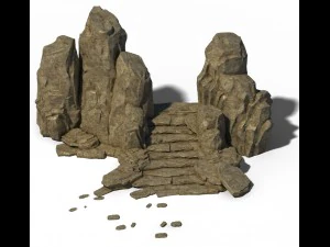 wild - steppe staircase stones 02 3D Model